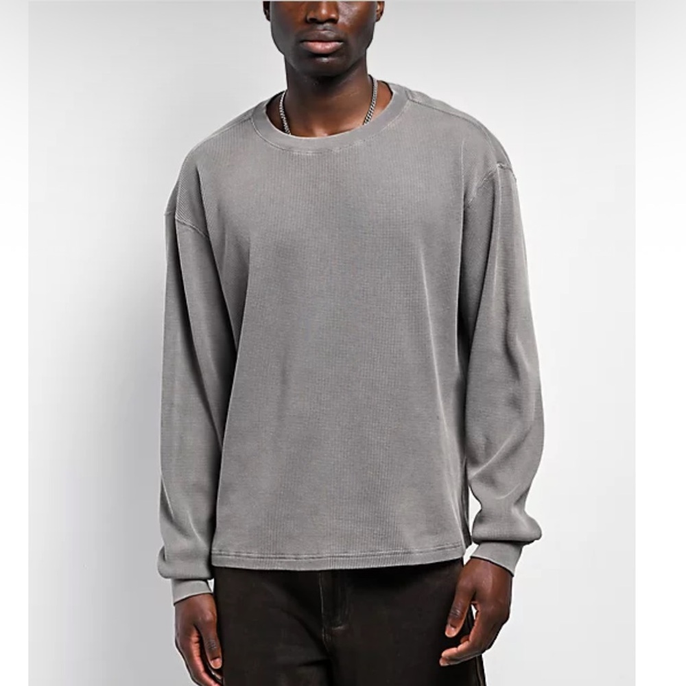 Zumiez Flux Boxy Oversized Waffle Long-Sleeve Crewneck Large